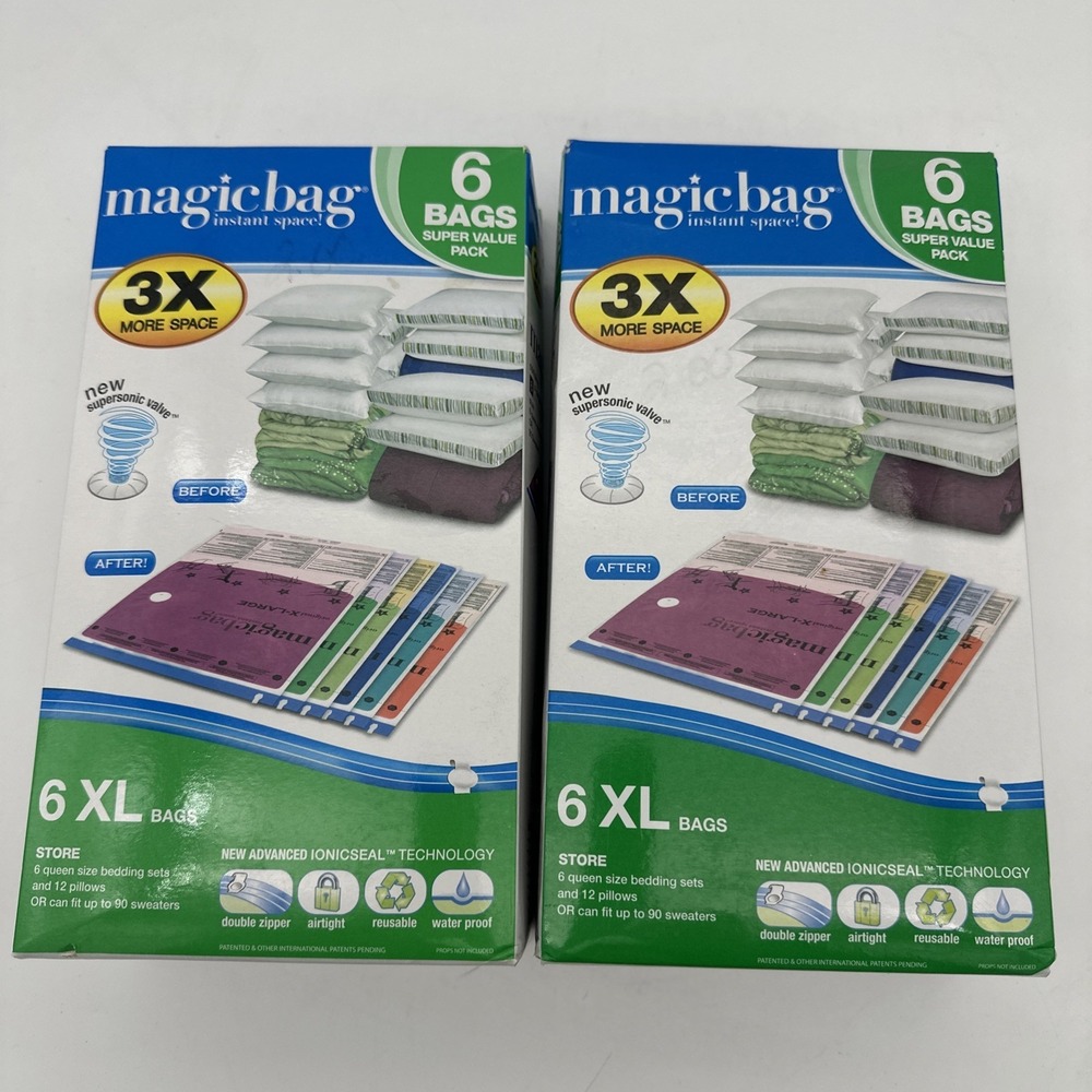 2- Magic Bag Instant Space Storage Compact‎ 6 Large Size Flats NEW